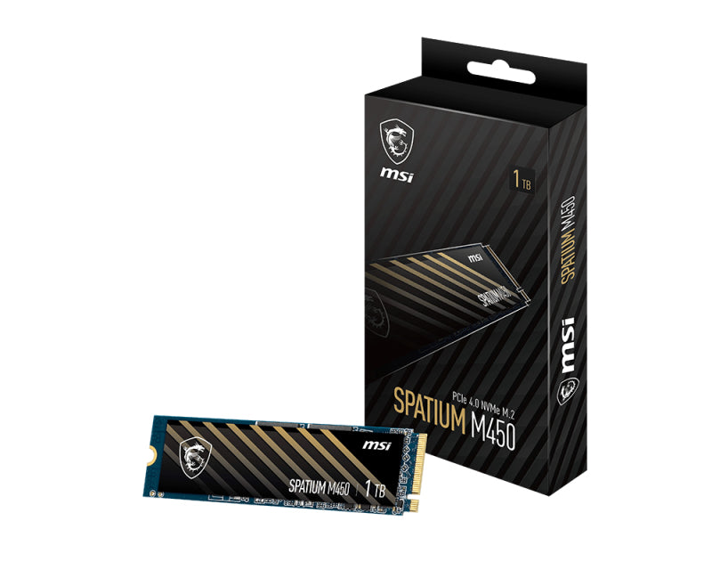 UNIDAD DE ESTADO SOLIDO SSD INTERNO MSI SPATIUM M450 1TB M.2 2280 PCIE GEN4X4, NVME 1.4 LEC 3600 / ESC 300 MB/S SPATIUM M450 PCIE 4.0 NVME M.2 1TB UNIDAD DE ESTADO SOLIDO SSD INTERNO MSI SPATIUM M450 1TB M.2 2280 PCIE GEN4X4, NVME 1.4 LEC 3600 / ESC 300 MB/S SPATIUM M450 PCIE 4.0 NVME M.2 1TB